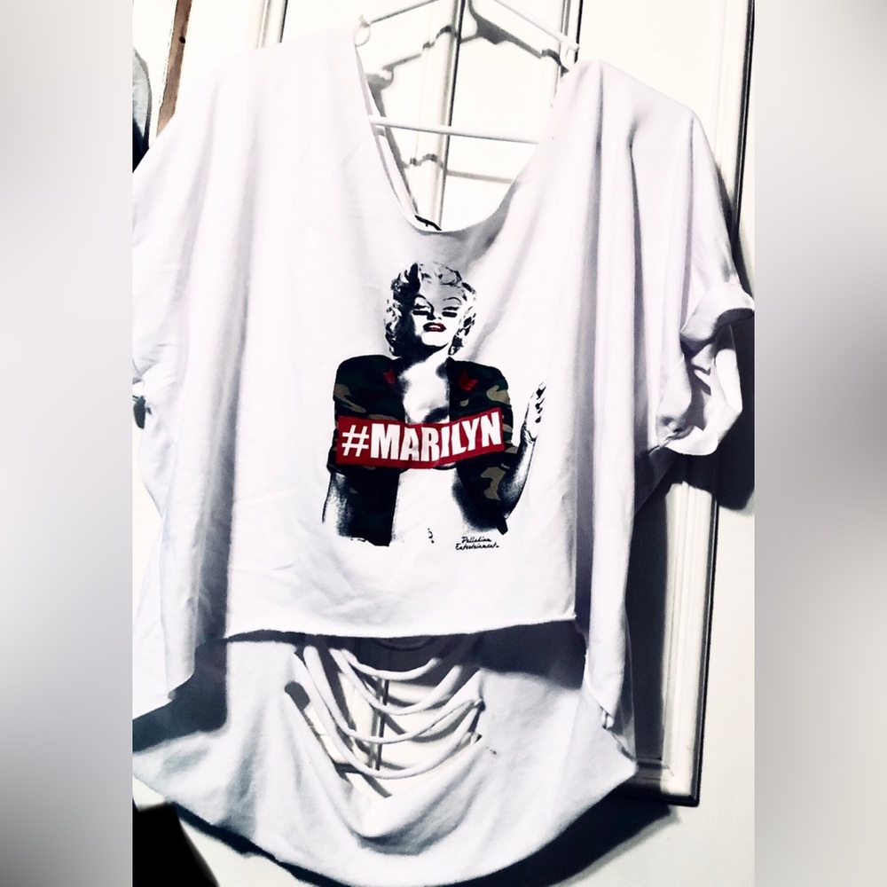 Graphic Sweatshirt slashed Marilyn Munroe Women's Camo Intentional Distressing
